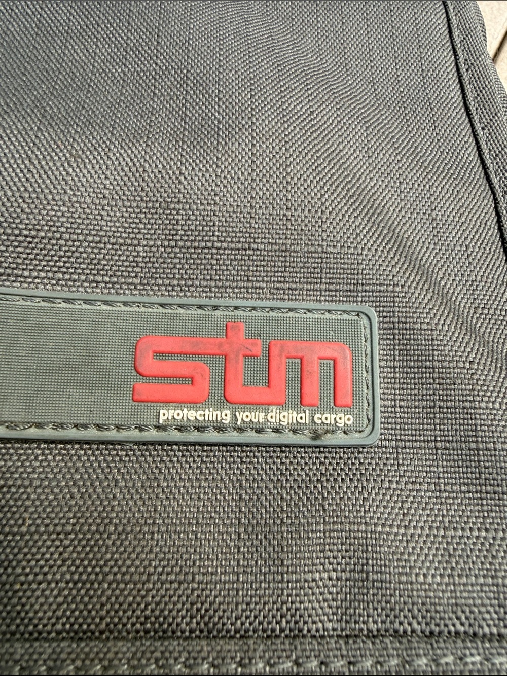 Dark gray  Padded Tech Sleeve with Red Logo Patch
